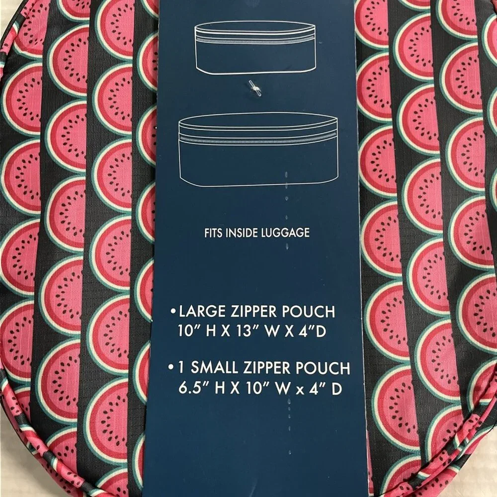 Dabney Lee Packing Cube Set Of‎ 2 Red Watermelon Zipper Pouch Travel Vacation